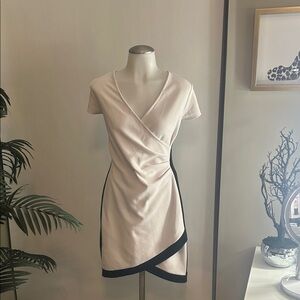 Almost Famous White Mini Dress with Black Accents